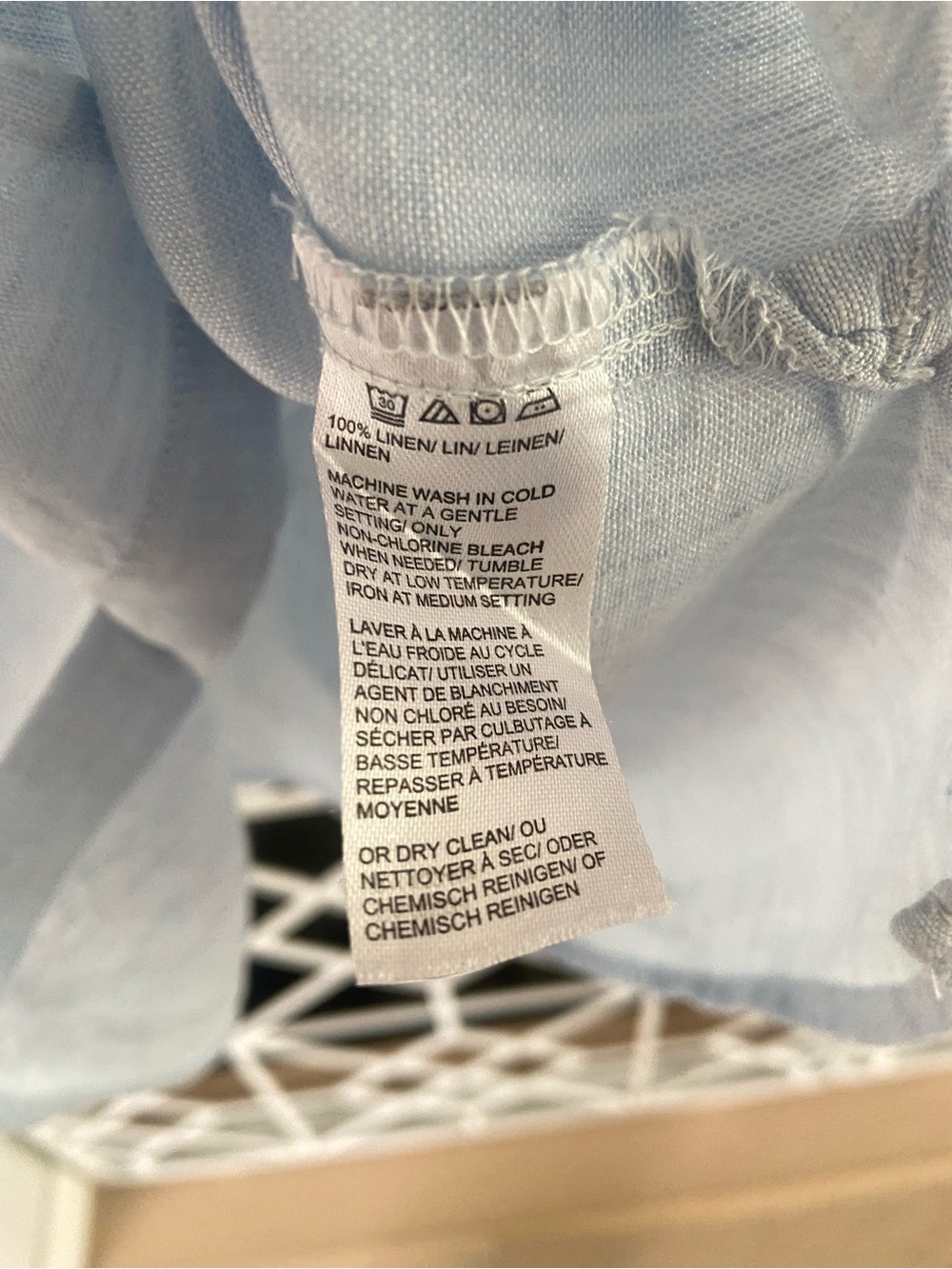 Lord & Taylor 100% Linen Button Up Shirt Light Blue Medium Short Sleeve Top EUC - Picture 5 of 8